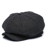 Caps- Thickened Wool tweed Octagonal Hat Dad Winter Felt New Cap