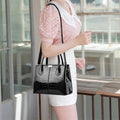 Handbag- Women Patent Pu Leather Mother Crossbody Bag Large Capacity