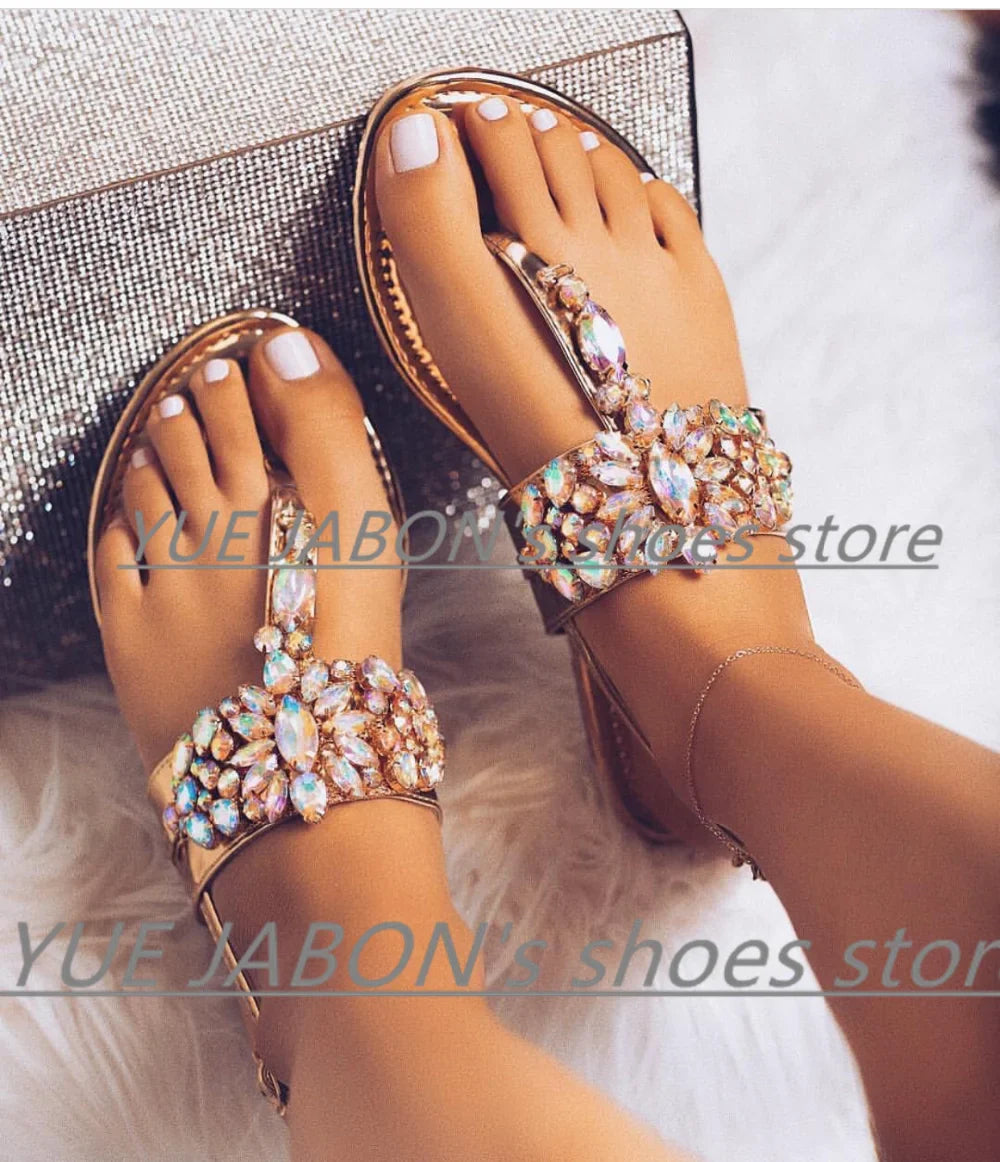 Shoes flat pearl sandals comfortable string bead beach slippers casualSPECIFICATIONSDepartment Name: ADULTBrand Name: Yue JabonModel Number: 11752Side Vamp Type: OpenBack Counter Type: Ankle StrapStyle: fashionFashion Element: String BDMEwomenstorenull