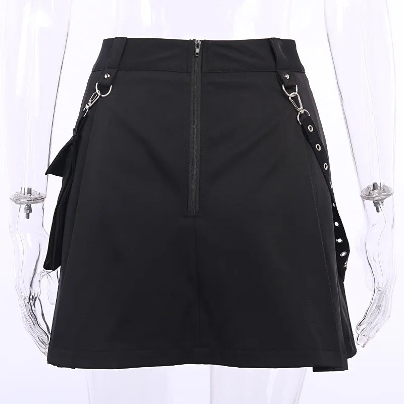 Black High Waist Black Women Sexy Patchwork Bandage Mini Skirt Female SPECIFICATIONSBrand Name: CORLVONMaterial: POLYESTERStyle: Punk StyleElasticity: Non StrechOrigin: Mainland ChinaCN: HUBEIFabric Type: TWILLWaistline: empirePattern DMEwomenstorenull