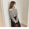 Top- Women's Casual Solid Loose Sweaters Female Sexy Halter Slash