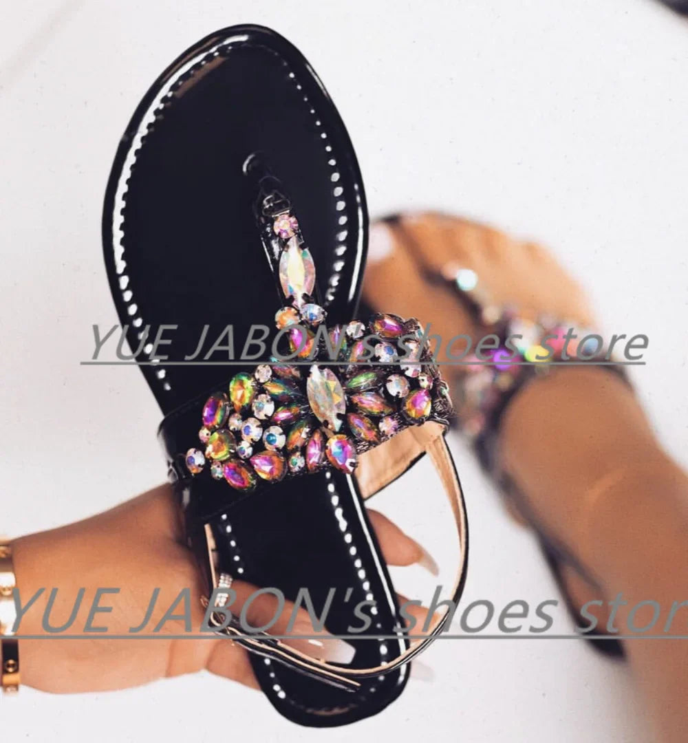 Shoes flat pearl sandals comfortable string bead beach slippers casualSPECIFICATIONSDepartment Name: ADULTBrand Name: Yue JabonModel Number: 11752Side Vamp Type: OpenBack Counter Type: Ankle StrapStyle: fashionFashion Element: String BDMEwomenstorenull