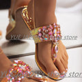 Shoes flat pearl sandals comfortable string bead beach slippers casualSPECIFICATIONSDepartment Name: ADULTBrand Name: Yue JabonModel Number: 11752Side Vamp Type: OpenBack Counter Type: Ankle StrapStyle: fashionFashion Element: String BDMEwomenstorenull