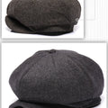 Caps- Thickened Wool tweed Octagonal Hat Dad Winter Felt New Cap