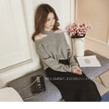 Top- Women's Casual Solid Loose Sweaters Female Sexy Halter Slash