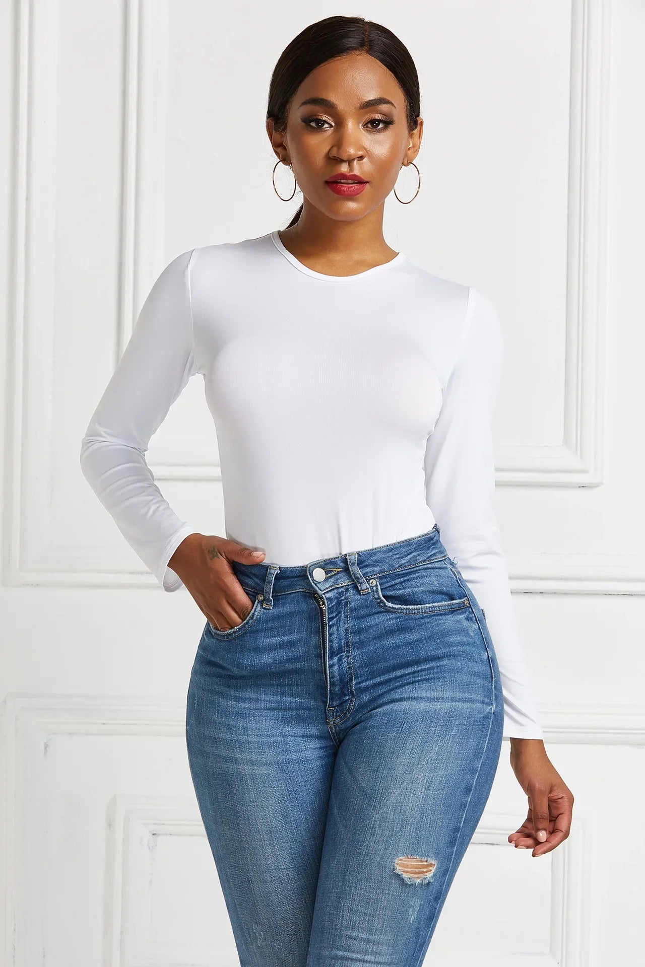 Long Sleeve O Neck Casual Bodysuit Women Body Tops White Black Nude ReSPECIFICATIONSBrand Name: NoEnName_NullDecoration: noneStyle: CasualElasticity: Medium StrecthOrigin: Mainland ChinaSeason: All seasonFabric Type: BroadclothHign-conDMEwomenstorenull