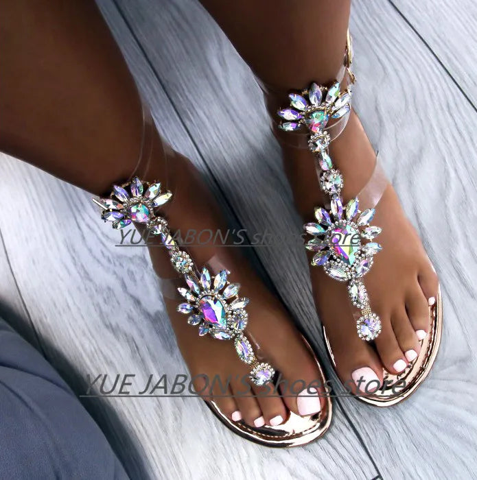 Shoes flat pearl sandals comfortable string bead beach slippers casualSPECIFICATIONSDepartment Name: ADULTBrand Name: Yue JabonModel Number: 11752Side Vamp Type: OpenBack Counter Type: Ankle StrapStyle: fashionFashion Element: String BDMEwomenstorenull