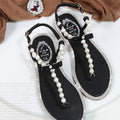 Shoes flat pearl sandals comfortable string bead beach slippers casualSPECIFICATIONSDepartment Name: ADULTBrand Name: Yue JabonModel Number: 11752Side Vamp Type: OpenBack Counter Type: Ankle StrapStyle: fashionFashion Element: String BDMEwomenstorenull