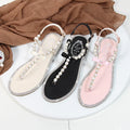 Shoes flat pearl sandals comfortable string bead beach slippers casualSPECIFICATIONSDepartment Name: ADULTBrand Name: Yue JabonModel Number: 11752Side Vamp Type: OpenBack Counter Type: Ankle StrapStyle: fashionFashion Element: String BDMEwomenstorenull