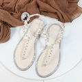 Shoes flat pearl sandals comfortable string bead beach slippers casualSPECIFICATIONSDepartment Name: ADULTBrand Name: Yue JabonModel Number: 11752Side Vamp Type: OpenBack Counter Type: Ankle StrapStyle: fashionFashion Element: String BDMEwomenstorenull