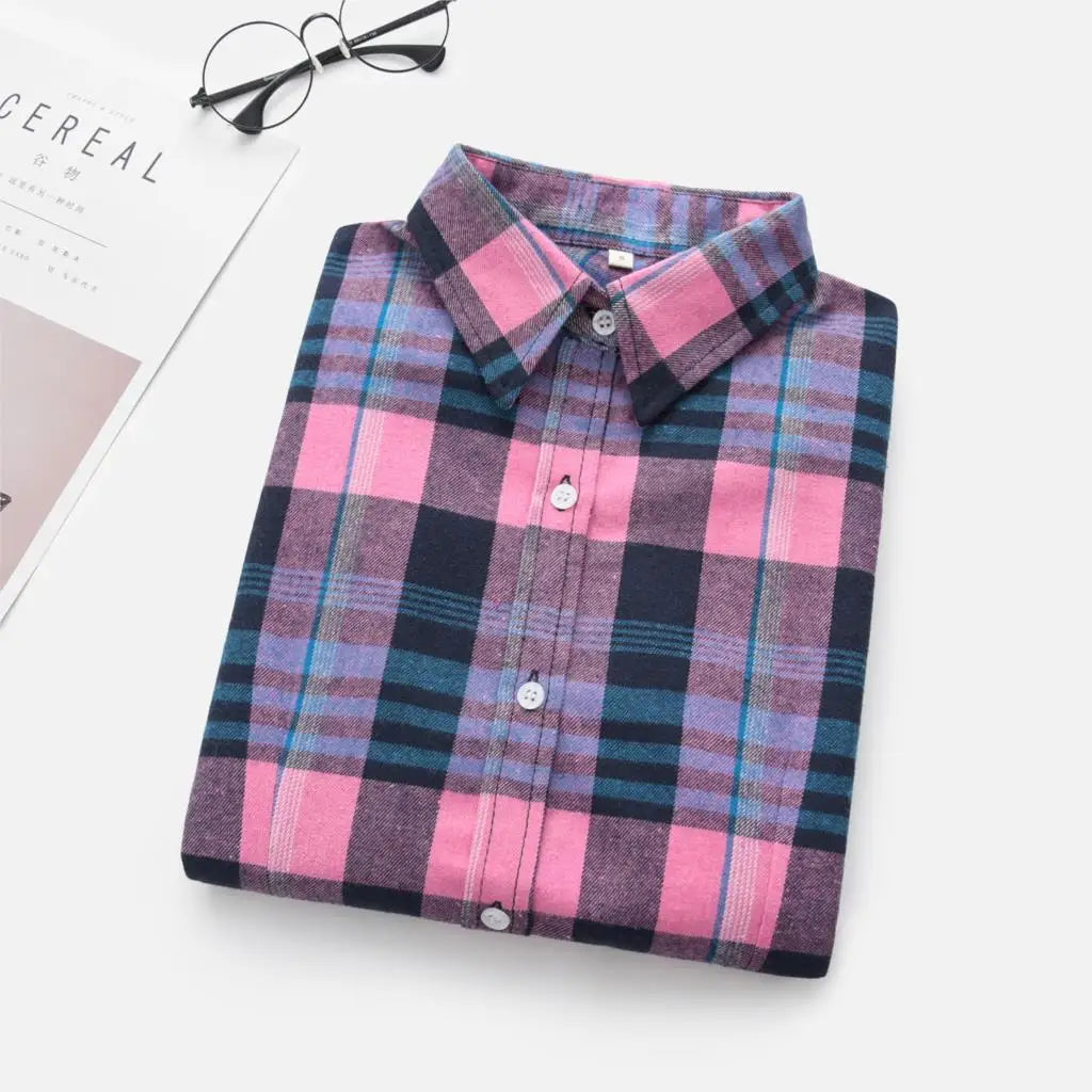 Women Plaid Shirt New Casual Flannel Cotton Lady Long Sleeve Shirt FemSPECIFICATIONSBrand Name: YEOINFabric Type: Polyester CottonHign-concerned Chemical: NonePattern Type: PlaidFit Type: SlimStyle: CasualAge: JUNIORCraft of Weaving: TDMEwomenstorenull