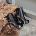 Fashion Ankle Boots Women Platform High Heels Short Boot Lace-up BlackSPECIFICATIONSBrand Name: ZOGEERBoot Type: basicShaft Material: PUOutsole Material: RUBBERUpper Material: PUHign-concerned Chemical: NoneOrigin: Mainland ChinaCN: SiDMEwomenstorenull