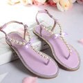 Shoes flat pearl sandals comfortable string bead beach slippers casualSPECIFICATIONSDepartment Name: ADULTBrand Name: Yue JabonModel Number: 11752Side Vamp Type: OpenBack Counter Type: Ankle StrapStyle: fashionFashion Element: String BDMEwomenstorenull