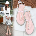 Shoes flat pearl sandals comfortable string bead beach slippers casualSPECIFICATIONSDepartment Name: ADULTBrand Name: Yue JabonModel Number: 11752Side Vamp Type: OpenBack Counter Type: Ankle StrapStyle: fashionFashion Element: String BDMEwomenstorenull