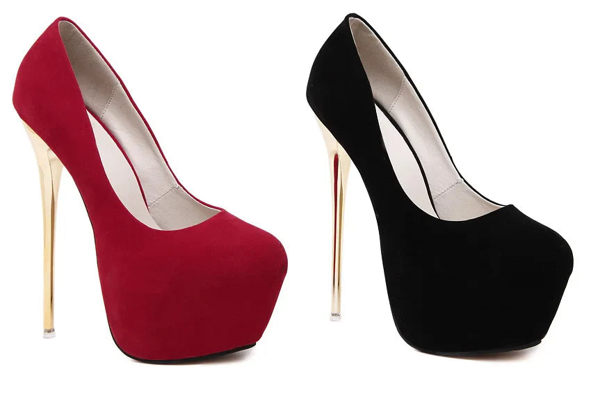 Heels- Sexy Pumps Women Fetish Shoes High Heel Stripper Flock Pumps