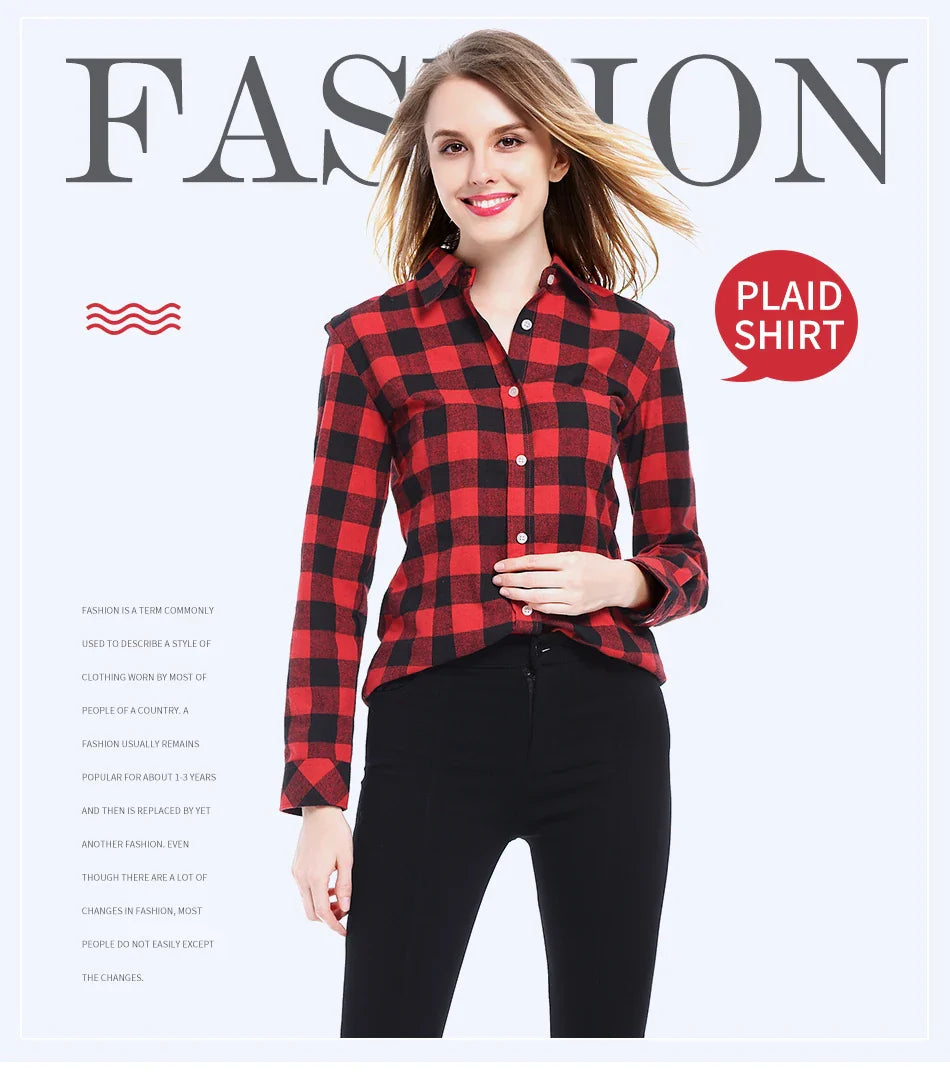 Women Plaid Shirt New Casual Flannel Cotton Lady Long Sleeve Shirt FemSPECIFICATIONSBrand Name: YEOINFabric Type: Polyester CottonHign-concerned Chemical: NonePattern Type: PlaidFit Type: SlimStyle: CasualAge: JUNIORCraft of Weaving: TDMEwomenstorenull