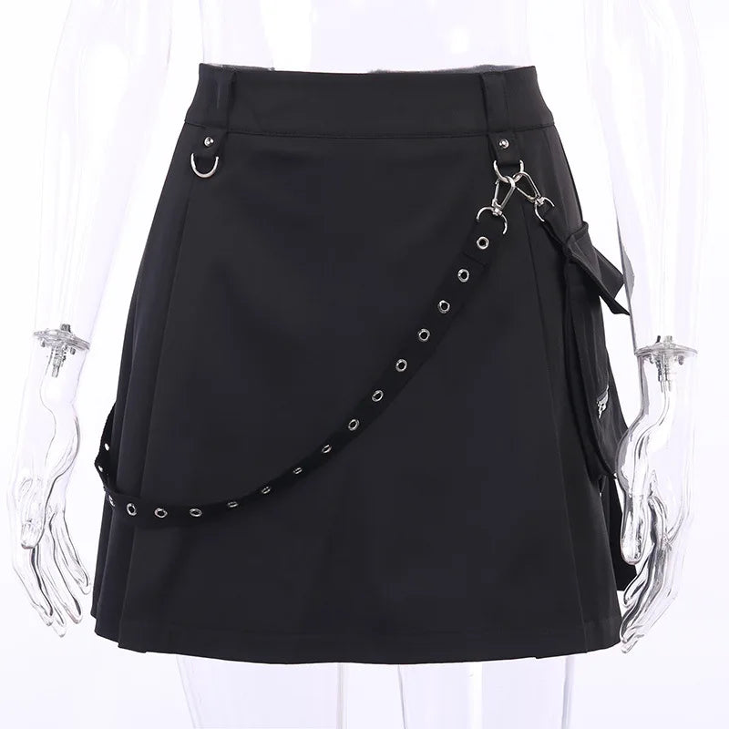 Black High Waist Black Women Sexy Patchwork Bandage Mini Skirt Female SPECIFICATIONSBrand Name: CORLVONMaterial: POLYESTERStyle: Punk StyleElasticity: Non StrechOrigin: Mainland ChinaCN: HUBEIFabric Type: TWILLWaistline: empirePattern DMEwomenstorenull