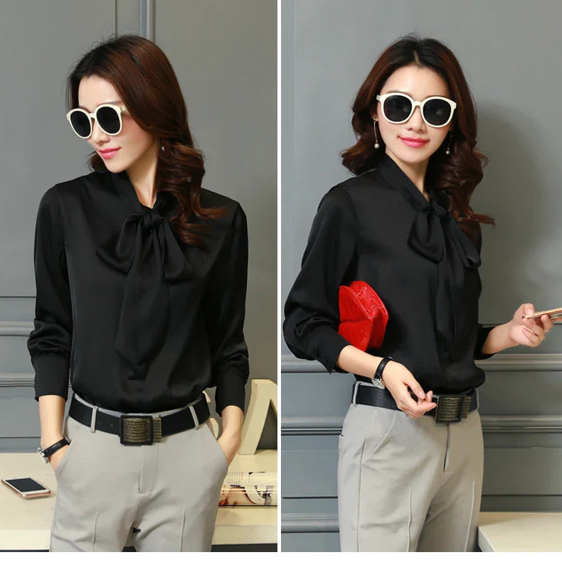 Tops Women's Casual Chiffon Blouse V-Neck Solid Shirt Bow Lantern SleeSPECIFICATIONSBrand Name: SURWENYUEStyle: Office LadyElasticity: Non StrechOrigin: Mainland ChinaCN: GuangdongSeason: All seasonFabric Type: ChiffonHign-concerned ChDMEwomenstorenull