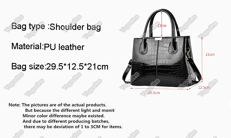 Handbag- Women Patent Pu Leather Mother Crossbody Bag Large Capacity