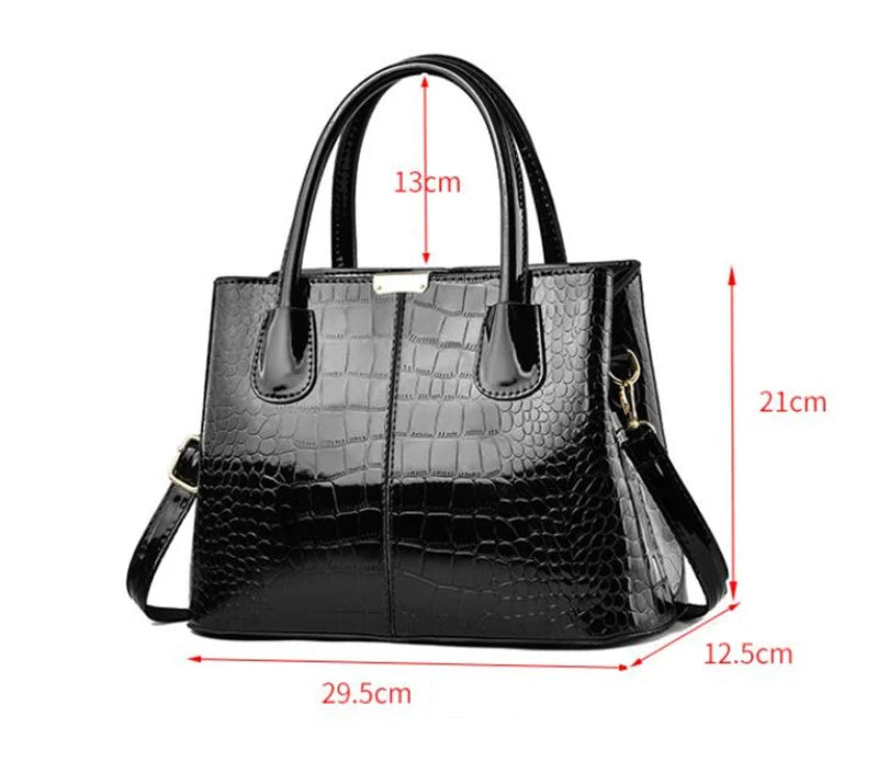 Handbag- Women Patent Pu Leather Mother Crossbody Bag Large Capacity