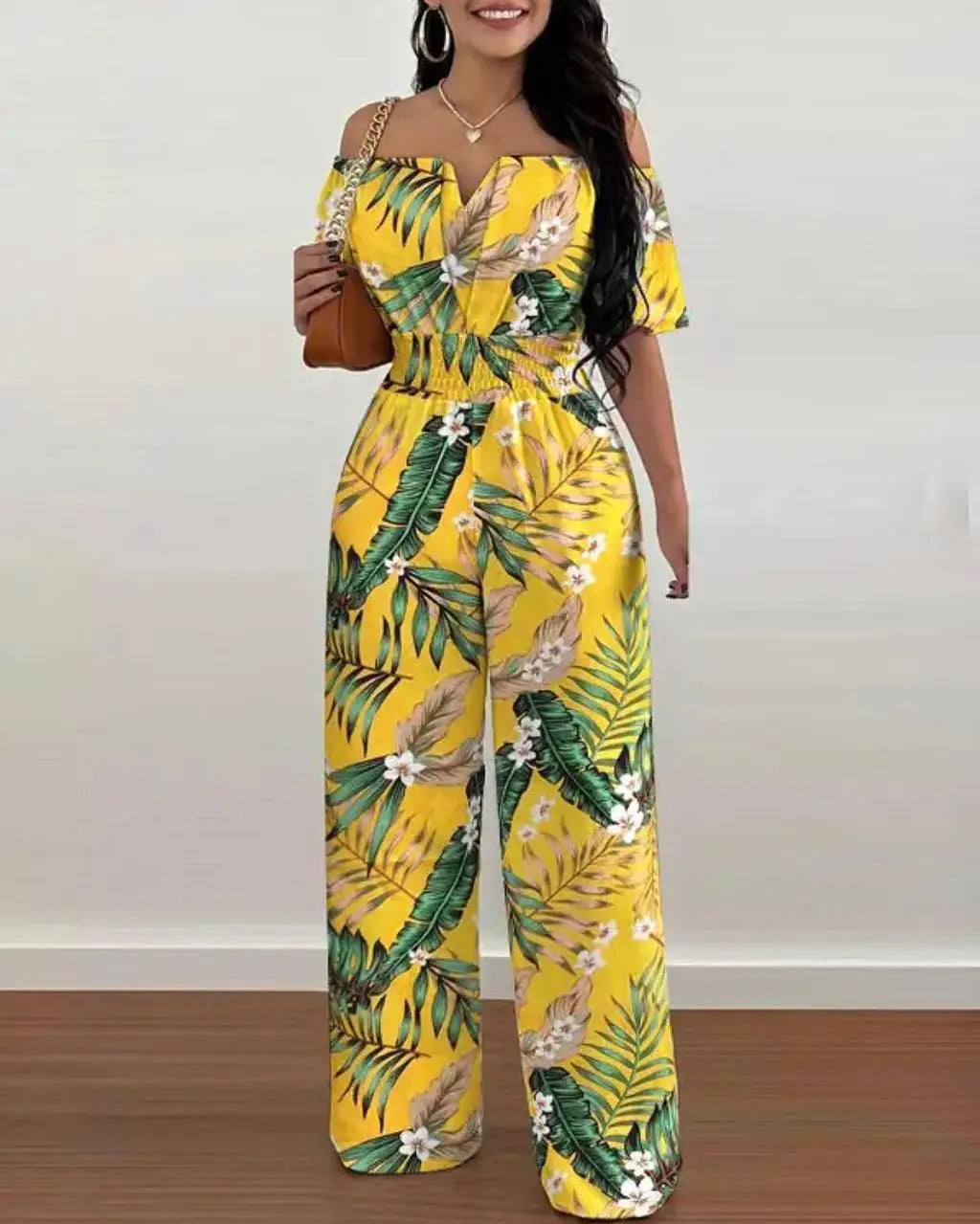 Fashion Printed Wide Leg Jumpsuit Women Sexy Slash Neck Off-shoulder HSPECIFICATIONSBrand Name: FUXIONGFUStyle: CasualAge: JUNIOROrigin: Mainland ChinaCN: GuangdongSeason: SummerMaterial: POLYESTERDecoration: noneFabric Type: POLYESTERDMEwomenstorenull