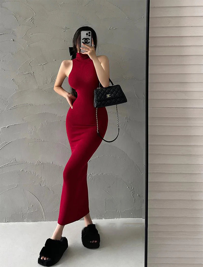 Turtleneck Midi Dress Women Ladies Elastic Hip Wrap Elegant Bodycon DrSPECIFICATIONSBrand Name: MEXZTElasticity: Slight StrechSleeve Style: regularFabric Type: ViscoseHign-concerned Chemical: NonePattern Type: SolidFit Type: SlimSilhouDMEwomenstorenull