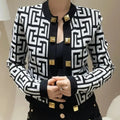 Jacket- Vintage Fashion Pattern Knitted Women Long Sleeve Short Tops