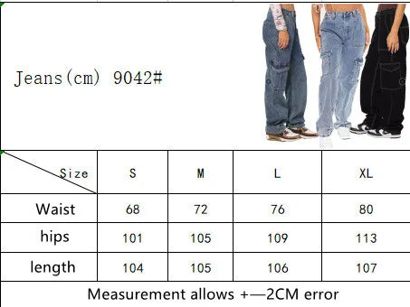 Cargo Pants- High Waist Multi Pocket Cargo Jeans Fashion Loose Denim