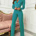 Suit Collar Long Sleeve Women's Jumpsuit Fashion Buttons Simple