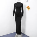 Elegant Sexy Long Dress Women Slim Round Neck Long Sleeves Fold Robe FSPECIFICATIONSWaistline: empireSupport: Wholesale &amp; Dropshipping27/300: 7/60Sleeve Style: regularSleeve Length(cm): FullBrand Name: hfwomenfzCraft of Weaving: TADMEwomenstorenull