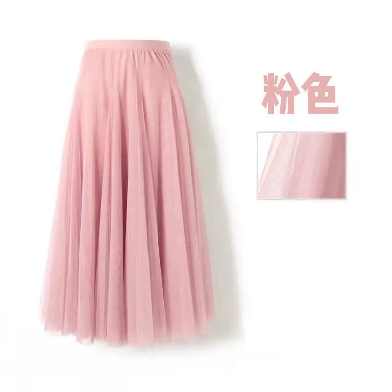 Skirts- New Solid Long Skirt Big Swing Gauze Skirt A-line Dance Skirt