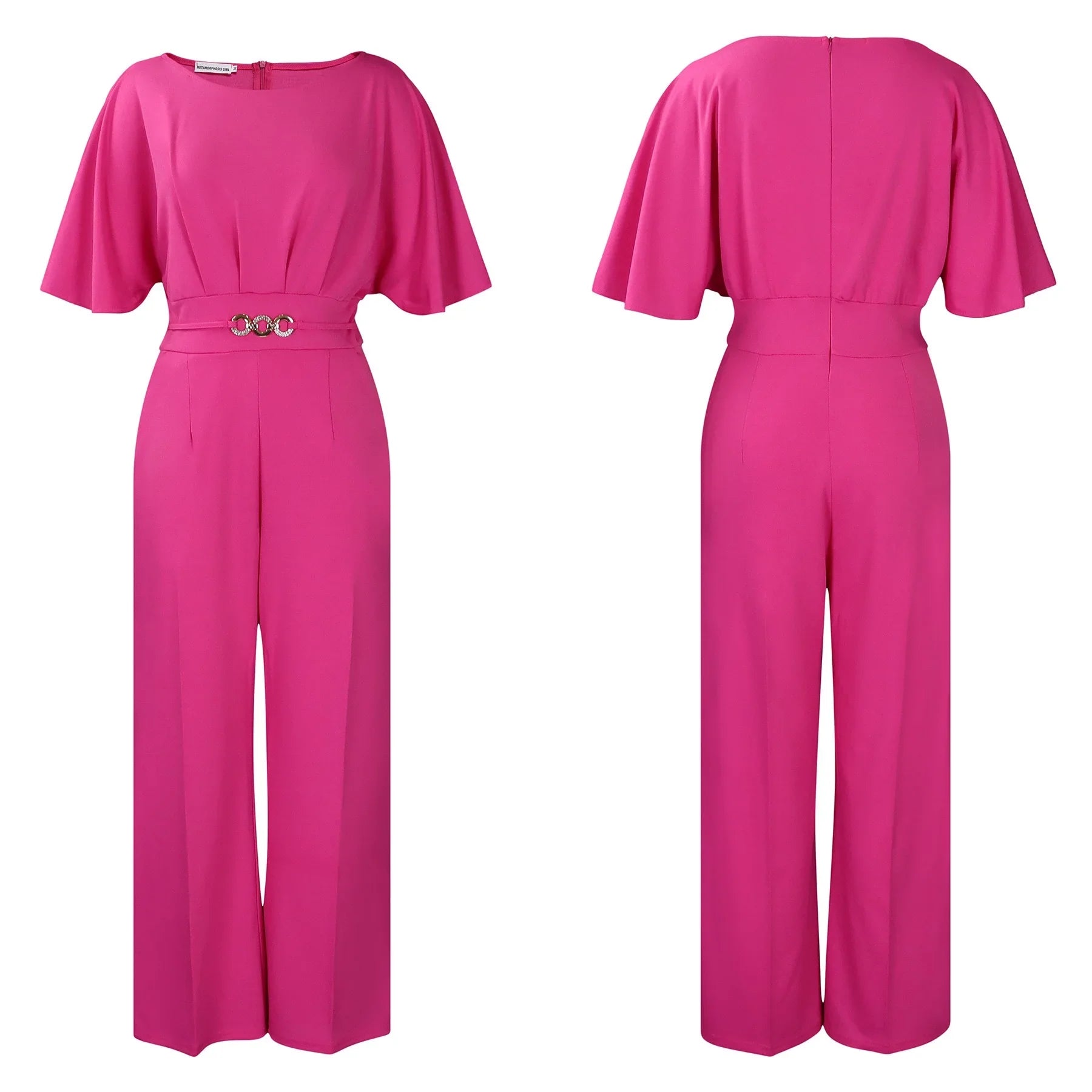 Jumpsuits Women Elegant Luxury O Neck Short Sleeve Belt Waisted StraigSPECIFICATIONSBrand Name: NoEnName_NullStyle: Office LadyAge: MIDDLE AGEOrigin: Mainland ChinaCN: GuangdongSeason: All seasonMaterial: POLYESTERDecoration: sashesFabDMEwomenstorenull