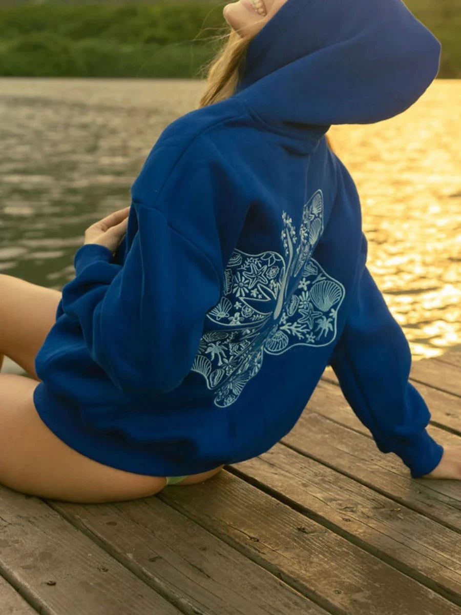 Sweatshirts- Women’s Hoodies Long Sleeve Flower Embroidery Oversized