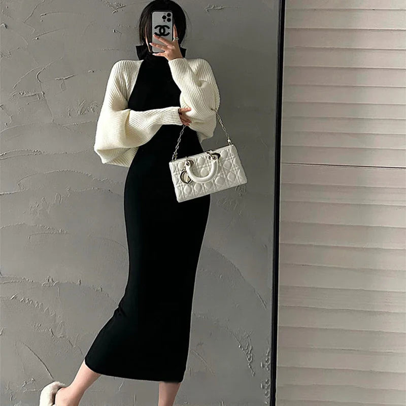 Turtleneck Midi Dress Women Ladies Elastic Hip Wrap Elegant Bodycon DrSPECIFICATIONSBrand Name: MEXZTElasticity: Slight StrechSleeve Style: regularFabric Type: ViscoseHign-concerned Chemical: NonePattern Type: SolidFit Type: SlimSilhouDMEwomenstorenull