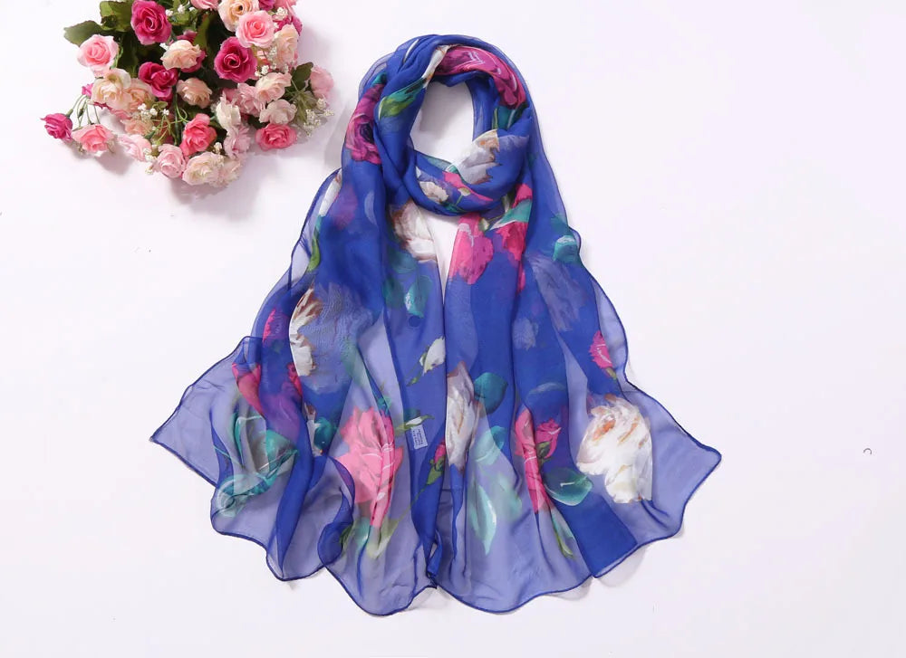 Scarf Women Foulard Shawl Bandana Elegant Beach Sun ProtectionSPECIFICATIONSDepartment Name: ADULTSize: 50*160cm(1cm=0.39in)pattern: RoseApply to season: Spring,Autumn,summerStyle: ElegantColor: Red,Black,Navy blueBrand Name: NDMEwomenstorenull