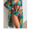 Swimwear- Sexy High Waist Bikini 3 Pieces Floral Print Swimsuit