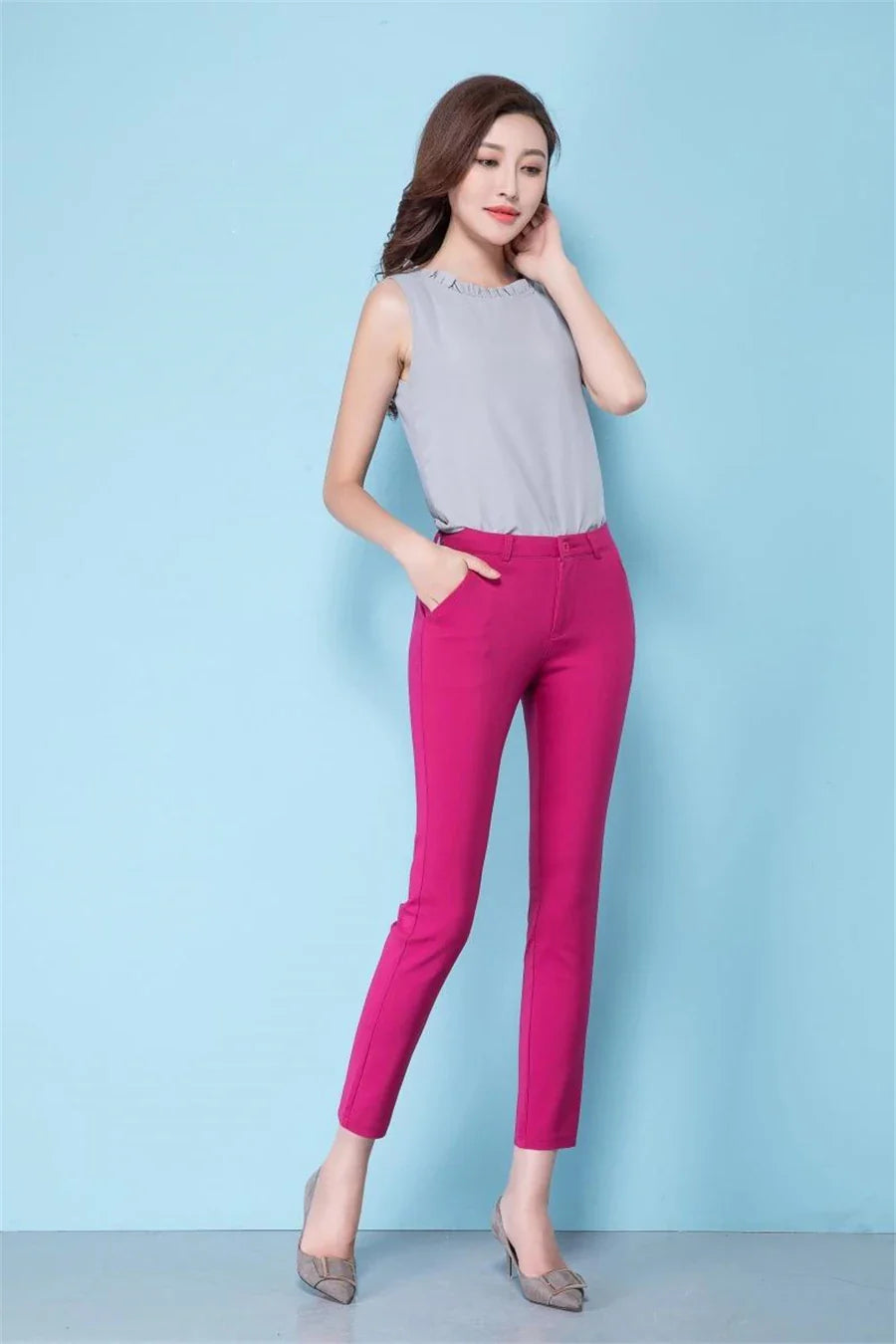 Slim Skinny High Waist Elastic Pencil Pants Women Ankle-length TrouserSPECIFICATIONSsring summer OL pantalones de mujer: retro korean casual office slim pantsvintage work wear high waist pantalones: oversized 4XL candy color trousers wDMEwomenstorenull