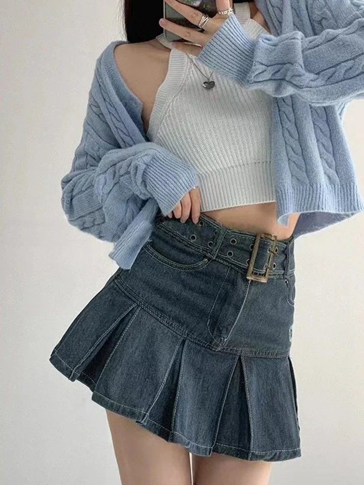 denim skirt women's clothing spring and summer retro pleated skirt empSPECIFICATIONSBrand Name: HIZILENTMaterial: COTTONStyle: High StreetElasticity: Non StrechOrigin: Mainland ChinaCN: GuangdongSeason: Spring/SummerFabric Type: DenimHDMEwomenstorenull