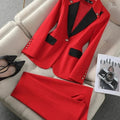 Elegant Red Black Beige Women's Pantsuit Set