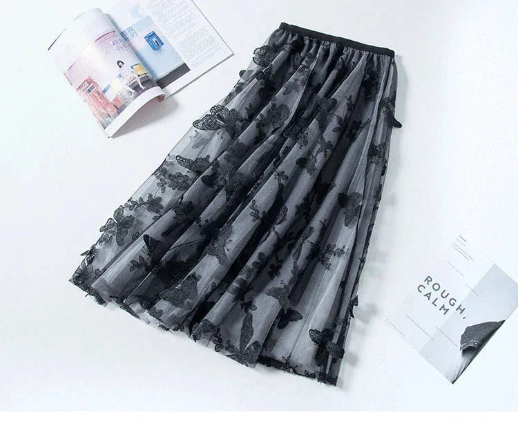 Skirt Women Vintage Butterfly Embroidery Elastic High Waist A-Line MesSPECIFICATIONSBrand Name: GLINDADAMaterial: POLYESTERMaterial: MeshMaterial: VoileStyle: Chinese StyleElasticity: Slight StrechOrigin: Mainland ChinaCN: GuangdongSeaDMEwomenstorenull