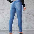 Ankle Length Ripped Hole High Waist Jean Sheath Pencil Denim Pants SkiSPECIFICATIONSBrand Name: kalenmosMaterial: POLYESTERElasticity: Slight StrechFabric Type: CoatedHign-concerned Chemical: NoneLength: Ankle-Length PantsFit Type: SKIDMEwomenstorenull