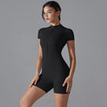 Rompers One-Piece Suit Zipper Short Sleeve Push Up Workout Clothes BodSPECIFICATIONSBrand Name: RooftrellenAge: MIDDLE AGEMaterial: SPANDEXMaterial: NylonElasticity: High StrecthFabric Type: NylonStyle: Office LadyHign-concerned ChemicDMEwomenstorenull