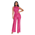 Sleeveless Sequined Jumpsuit Round Neck Slim Fit High Waist Sexy Sprin