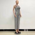 Sleeveless Sequined Jumpsuit Round Neck Slim Fit High Waist Sexy Sprin