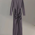 Elegant Sexy Long Dress Women Slim Round Neck Long Sleeves Fold Robe FSPECIFICATIONSWaistline: empireSupport: Wholesale &amp; Dropshipping27/300: 7/60Sleeve Style: regularSleeve Length(cm): FullBrand Name: hfwomenfzCraft of Weaving: TADMEwomenstorenull