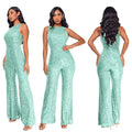 Sleeveless Sequined Jumpsuit Round Neck Slim Fit High Waist Sexy Sprin