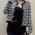 Jacket- Vintage Fashion Pattern Knitted Women Long Sleeve Short Tops