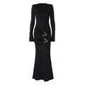 Elegant Sexy Long Dress Women Slim Round Neck Long Sleeves Fold Robe FSPECIFICATIONSWaistline: empireSupport: Wholesale &amp; Dropshipping27/300: 7/60Sleeve Style: regularSleeve Length(cm): FullBrand Name: hfwomenfzCraft of Weaving: TADMEwomenstorenull