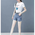 High waisted denim shorts version in large size for slimming effectSPECIFICATIONSBrand Name: NoEnName_NullDecoration: AppliquesFabric Type: KnittingPant Style: regularPattern Type: SolidFit Type: LOOSE FITStyle: CasualMaterial: POLYDMEwomenstorenull