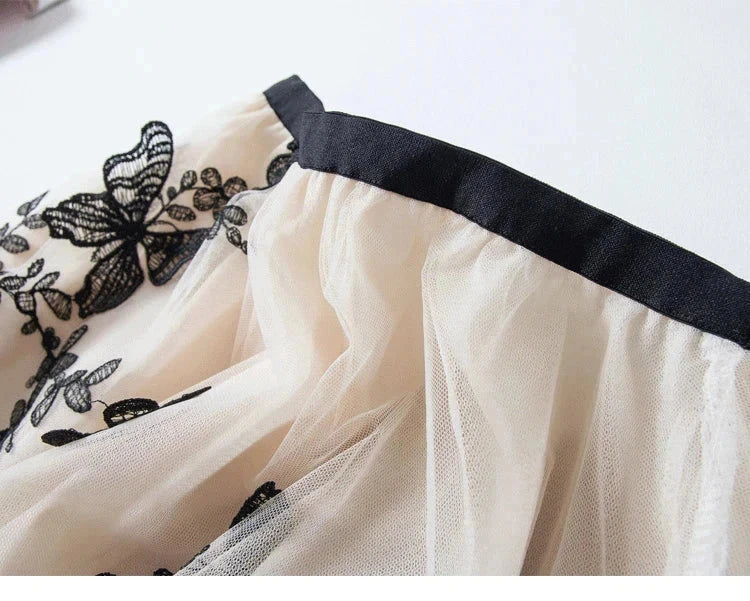 Skirt Women Vintage Butterfly Embroidery Elastic High Waist A-Line MesSPECIFICATIONSBrand Name: GLINDADAMaterial: POLYESTERMaterial: MeshMaterial: VoileStyle: Chinese StyleElasticity: Slight StrechOrigin: Mainland ChinaCN: GuangdongSeaDMEwomenstorenull